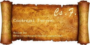 Csoknyai Ferenc névjegykártya